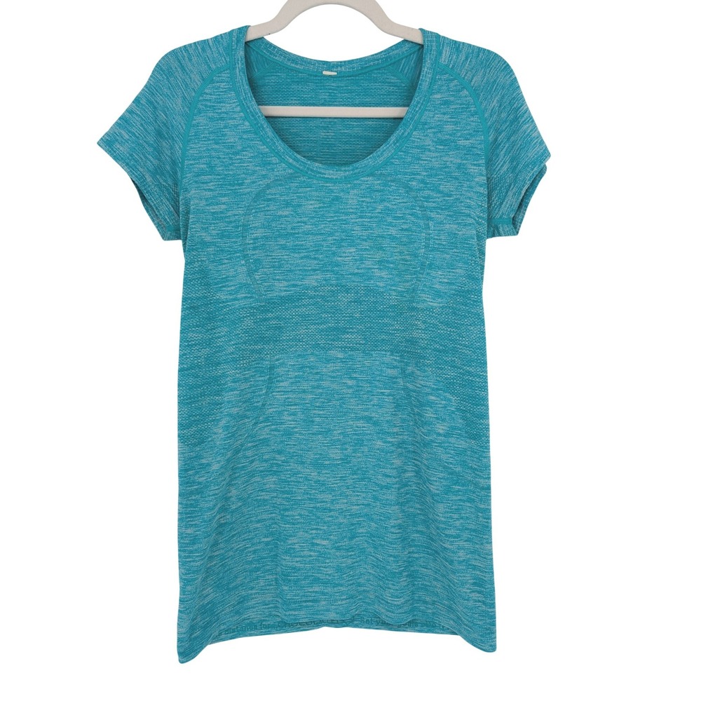Lululemon Swiftly Tech Short Sleeve Crew Tee Women 8 Teal Heathered Athletic Gym